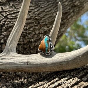 Royston Ribbon turquoise ring size 6 1/2 hand made by me
